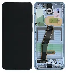 Дисплей (LCD) Samsung GH82-22131D G980 Galaxy S20 з сенсором CLOUD BLUE сервісний + рамка