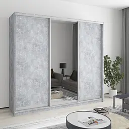 Шафа-купе тридверна MebelStar Комбо AL 2ДСП/Дзеркало 230x45x210 см Бетон (MBS-3227)