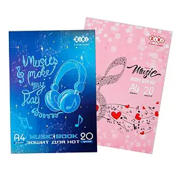 Зошит для нот вертикальний А4, 20 аркушів, м`яка обкладинка, мікс KIDS Line ZB.1098 ZiBi
