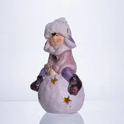 Новорічна фігурка з підсвіткою Дівчинка на сніговій кулі з фарфору 8×7×16 см Yiwu CR-5-8 - мініатюра 3