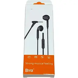 Навушники з мікрофоном Biva BH-09 Wirred earphones Black - мініатюра 2