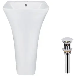 Умивальник підлоговий Qtap Crow 450x435x835 мм White + донний клапан PU02O, Білий