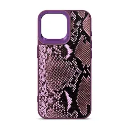 Кожаный чехол для Apple iPhone 15 Pro Max, Harder Genuine Snake, фиолетовый, термополиуретан ТПУ + экокожа с имитацией змеиной кожи, панель, защита корпуса, противоударный, микрофибра, рамка вокруг камеры, защита всего корпуса, (ARM76785)
