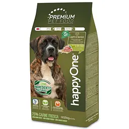 Сухой корм для пожилых и малоактивных собак happyOne Premium Dog Light & Senior Fresh Meat со свежим мясом 15 кг
