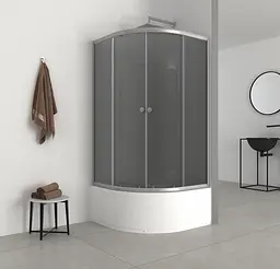 Душова кабіна з високим піддоном Mixxus Plain SCT01-90x90x195-GR Satin сіре тоноване скло 4 мм MI6895, Універсальна, тонований, хром матовий - мініатюра 7