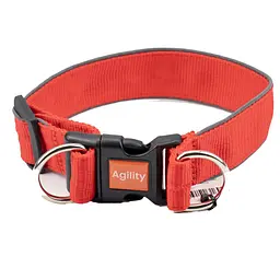Нашийник Agility для собак, нейлон зі світловідбивним кантом, подвійний, 40 мм, 470–510 мм, червоний