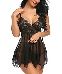 Чорний пеньюар жіночий Афродита SPU003Black-M 101989 - мініатюра 3
