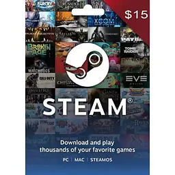 Код активації Steam Gift Card (Стім) на 15 USD US-регіон