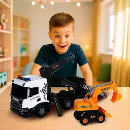Ігровий набір TechnoDrive Super Big Truck Автокран Scania з екскаватором (5004KS) - мініатюра 14