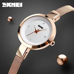 Жіночий класичний годинник Skmei 1390 (Рожеве золото) - мініатюра 3