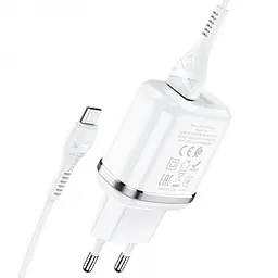 Мережевий зарядний пристрій Hoco N4 Aspiring 2 USB 2.4 A micro-USB Білий - мініатюра 4