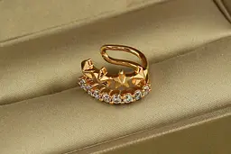 Сережки кафи Xuping Jewelry доріжка з чотирма зірочками 8 мм золотисті - мініатюра 2