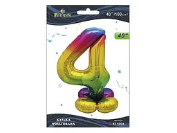 Кулька фольгована цифра PELICAN 40 (100 см) 1 на підставці цифра 4 градієнт
