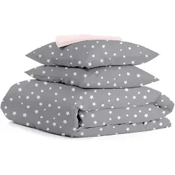 Комплект постільної білизни Cosas євро з простирадлом на резинці GREY STARS 200 x 220 см (StarGW_El-Rose_200)