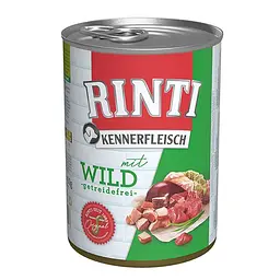 Беззерновий вологий корм Rinti Kennerfleisch mit Wild Рінті повнораціонний для собак, Дичина 400 г (91054)