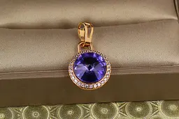 Кулон Xuping Jewelry Романс із фіолетовим каменем 1,4 см золотистий