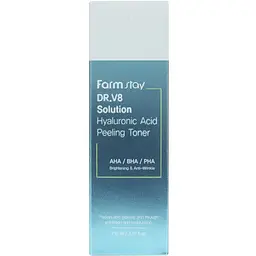 Уцінка. Тонер для обличчя FarmStay DR.V8 Solution Hyaluronic Acid Peeling Toner 210 мл термін придатності до 27.6.2026 - мініатюра 3