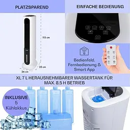 Мобільний кондиціонер вентилятор Klarstein Polar Tower Smart 4 -in-1 (10035830) - мініатюра 2