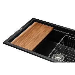 Мийка кухонна GRANADO Royal Artes black shine (+ подрібнювач Algar 1000 + змішувач Ferrol inox + дозатор Redondo inox (ksg1301) - мініатюра 5