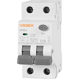 Диференційний автомат Videx Resist АС 2п 30мА 6кА 25А (VF-RS6-DA2AC25)