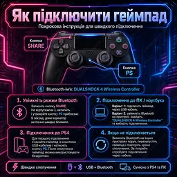 Бездротовий геймпад 1000 mAh / джойстик для PS4, ПК, Android та iOS з Bluetooth 5.2 - мініатюра 11