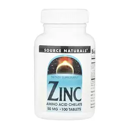 Цинк Source Naturals 50 мг – 100 таблеток, для иммунитета