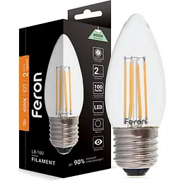 Світлодіодна лампа Feron LB-160 C37 230V 7W E27 4000K (40087)