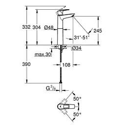 Змішувач для раковини Grohe BauLoop New XL-Size 23764001 Хром - мініатюра 2