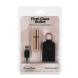 Віброкуля PowerBullet First-Class Bullet 2.5″ з Key Chain Pouch, Rose Gold, 9 режимів вібрації - мініатюра 8