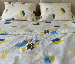 Комплект постільної білизни Ecotton полуторний 150х215 см Пес Патрон бежевий (24125)