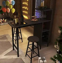 Барний стіл з стільцями Costway Bistro з тримачем винних келихів коричневий - мініатюра 5