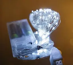 Новорічна гірлянда Brille Роса на батарейках USB роз’єм 100 LED 10м USB білий 1978-03u - мініатюра 2