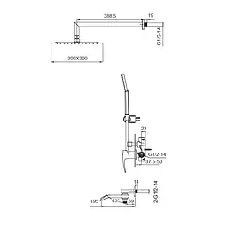 Душова система прихованого монтажу Koer KB-66007-05 KR3465, Чорний матовий - мініатюра 2