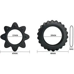 Набір ерекційних кілець різного діаметра Baile Ring Flowering Black, 2 шт - мініатюра 5