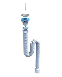 Гофросифон для умивальника SantehPlast GS-01 1 1/2"х50/L1200 з нержавіючим випуском 70 мм 30412 - мініатюра 2