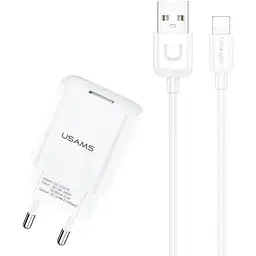 Зарядний пристрій Usams T21 Charger kit T18 Single USB 2.1A with Lightning Cable white