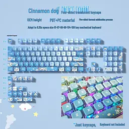 Набір напівпрозорих кейкапів PBT Coulomi / OEM Height / 122 клавіші / Blue