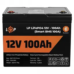Акумулятор LogicPower LiFePO4 12V (12,8V) - 100 Ah (1280Wh) (Smart BMS 100А)