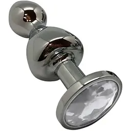 Металева анальна пробка Wooomy Lollypop Double Ball Metal Plug L діаметр 3.5 см довжина 10.5 см