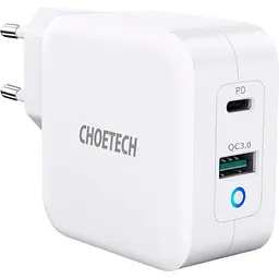 Мережевий зарядний пристрій Choetech PD 65W GaN Mini Fast Charger White (PD8002-EU-WH) [100840]