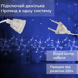 Гірлянда-штора Зірки та сніжинки розмір 3*0,9 м 10 фігур, синій GarlandoPro 1733066BL - мініатюра 4