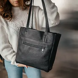 Сумка-шопер шкіряна жіноча чорна Handycover S428 з 2 ручками - мініатюра 8