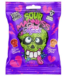Кислі льодяники Sour Madness Bad Match Skull Shock 60г
