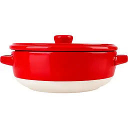 Форма для запікання МВМ My Home кругла з кришкою M 22.5х18х7.5 см (KP-45 M WHITE/RED) - мініатюра 5