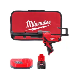 Пістолет для герметиків акумуляторний MILWAUKEE M12 PCG/310C-201B, 310мл (зарядний пристрій С12 С, 1 акумулятор М12 В2 2Аг, плас