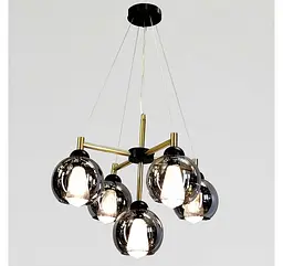 Підвісна люстра Artlight 7020/5 з п’ятьма графітовими скляними плафонами E27, чорний і латунь, від 12-19 м² - мініатюра 3
