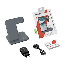 Зарядний пристрій Canyon WS-303, 3in1 Wireless Dark Grey (CNS-WCS303DG) - мініатюра 8