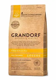 Сухий корм Grandorf 4 Meat & Brown Rice Adult Mini Breeds для собак міні порід 4 види м'яса з бурим рисом 3 кг (5404009588036)