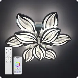 Люстра світлодіодна 517 Light 3color з пультом 180Вт Хром (02113) - мініатюра 2
