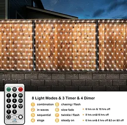 6X2M 300LEDs Великі сітчасті вогні на відкритому повітрі для кущів Підключення, на відкритому повітрі сітка Сітчасте світло - мініатюра 5